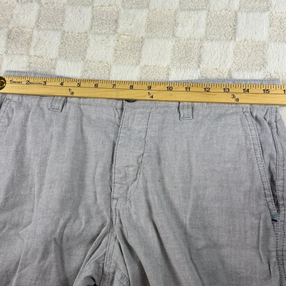 Tommy Bahama Mens 30 Gray Linen Blend Flat Front Marlin Logo Shorts 9
